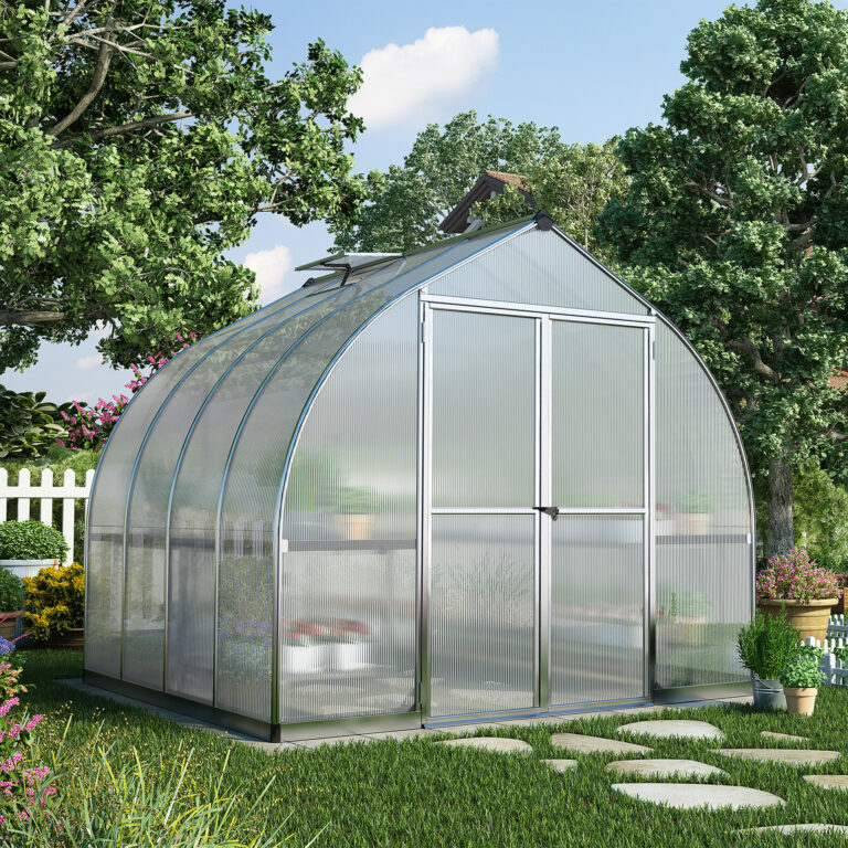 8'x8' Palram Canopia Bella Walk In Silver Aluminium Framed Greenhouse - robust|durable|modern greenhouse solution.