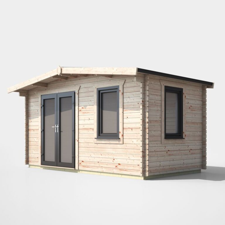 Oren 8' x 14' Marquess Log Cabin 44mm showcasing modern design and durable construction.