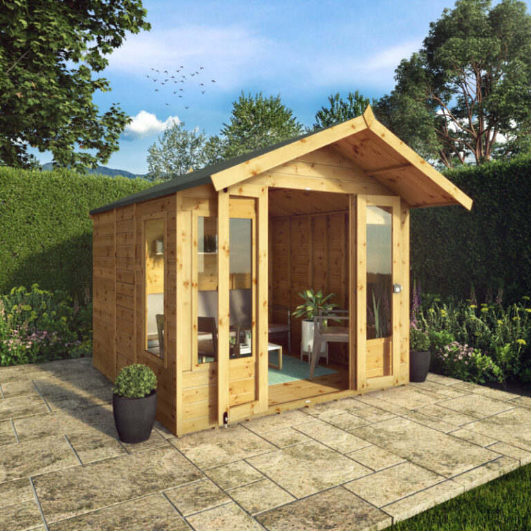 Adley 8' x 8' Adderbury Summer House with 2' Overhang side view