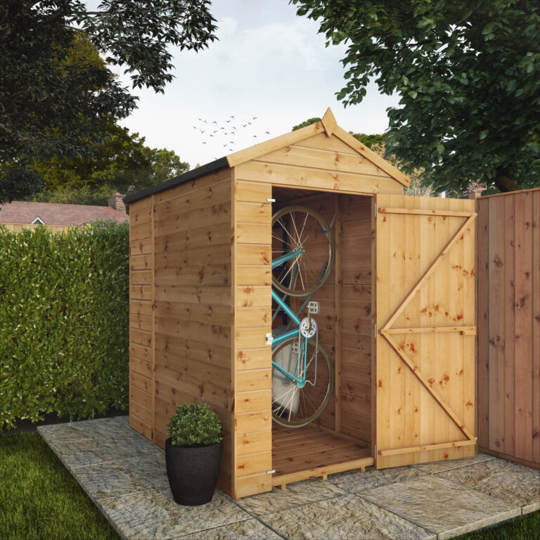 Waltons 6' x 4' Wooden Shed showcasing its tongue & groove construction and apex roof design.