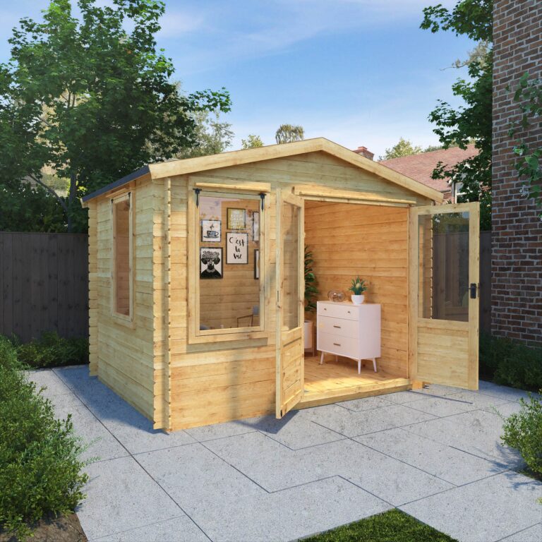 3.3m x 2.6m Standard Log Cabin Studio with double doors