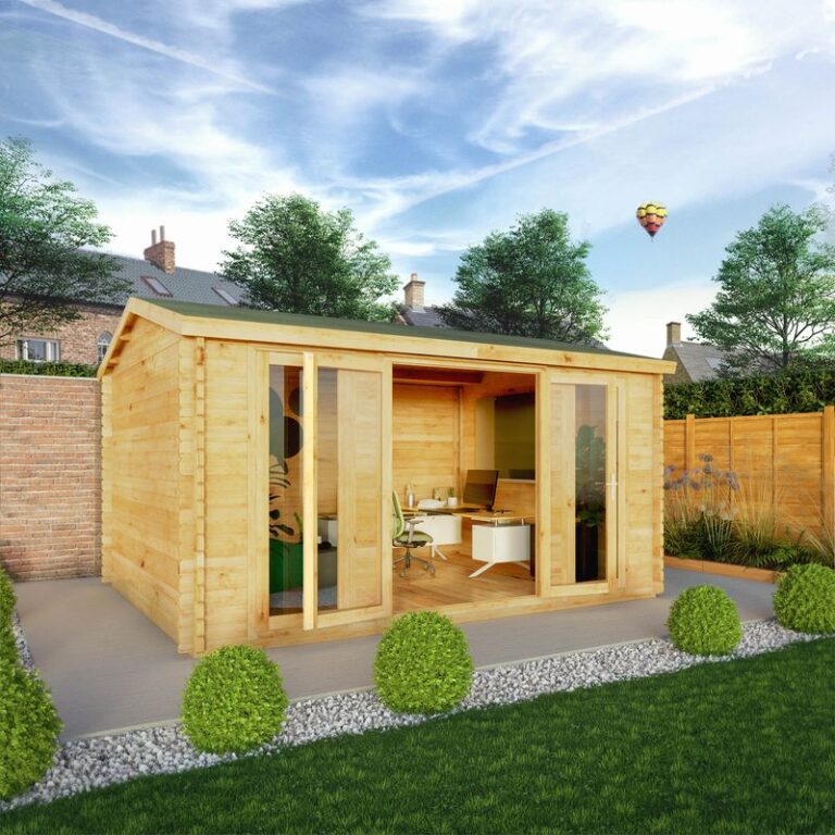 Adley 4.5m x 3.5m Bravo Home Office Log Cabin 34mm - Stylish garden office space