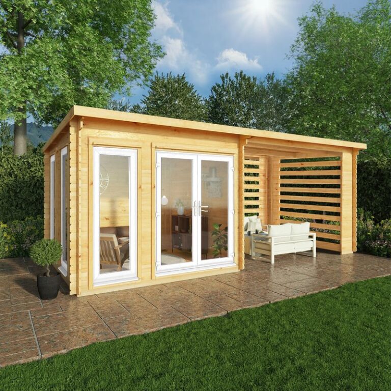 Adley 6m x 3m Alpha Pent Log Cabin With Slatted Area