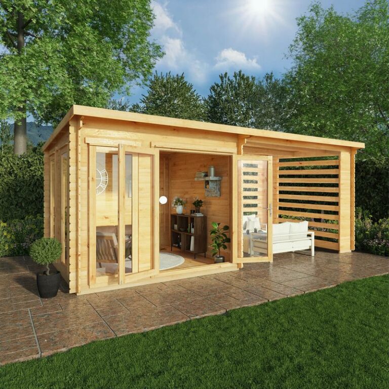 Adley 6m x 3m Alpha Pent Log Cabin - Modern outdoor design.