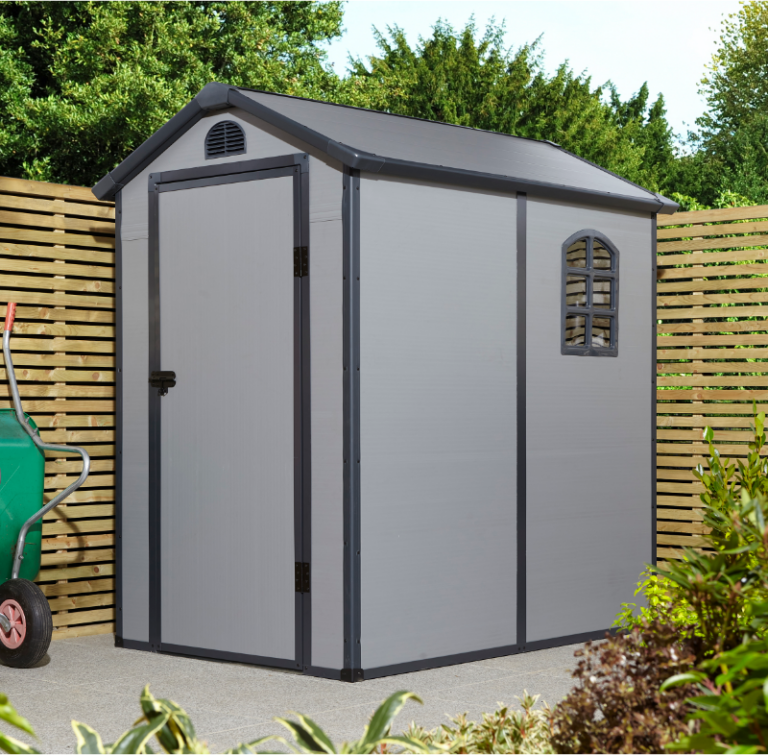 Rowlinson Airevale 4' x 6' Plastic Apex Shed Light Grey