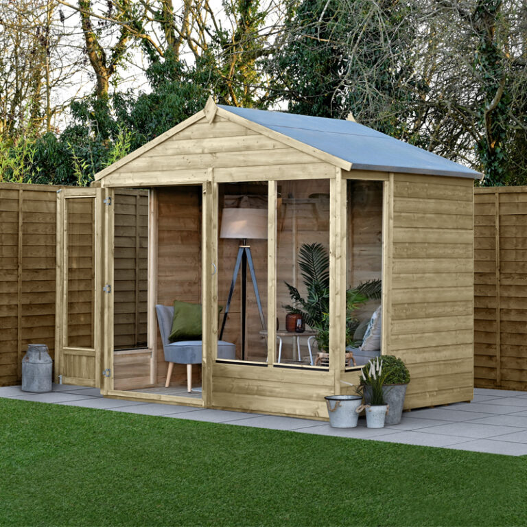 8' x 6' Forest Beckwood Summer House with double doors and four windows.