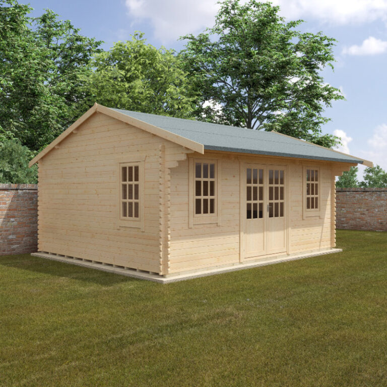 Redlands 20' x 16' Valhalla Log Cabin 44mm showcasing its spacious design and premium materials.