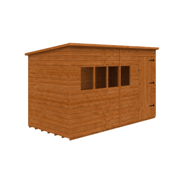 Redlands 12' x 6' Shiplap Extra High Pent Shed with double doors and windows