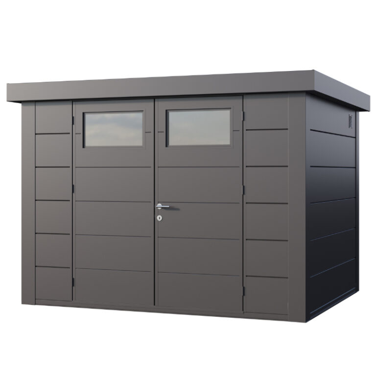 Telluria 10' x 10' Eleganto Metal Shed with modern design and functionality