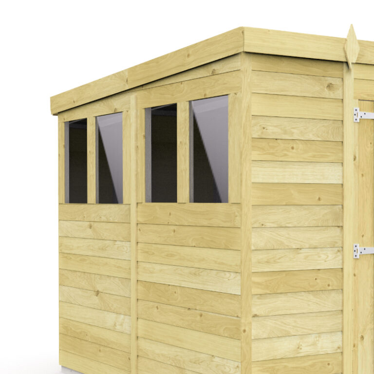 Holt 9' x 8' Double Door Shed featuring horticultural glass window and tongue and groove cladding.