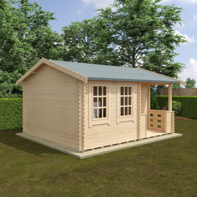 Redlands 4.8m x 4.2m Bellerive Log Cabin with Georgian windows