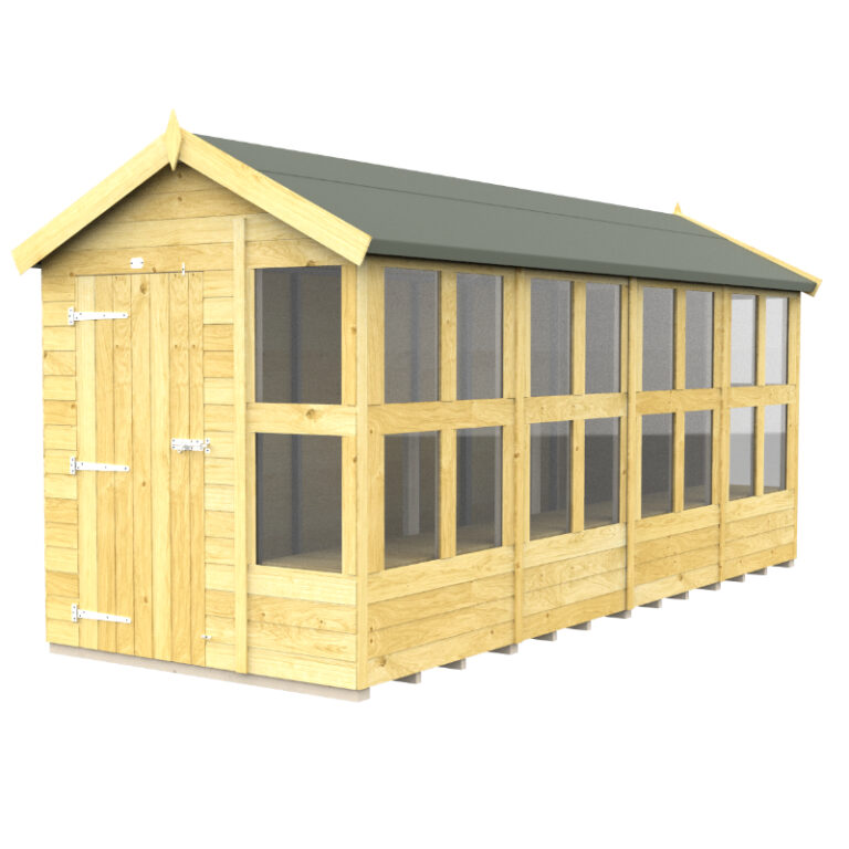 Holt 6' x 16' Pressure Treated Potting Shed with multiple windows and single door