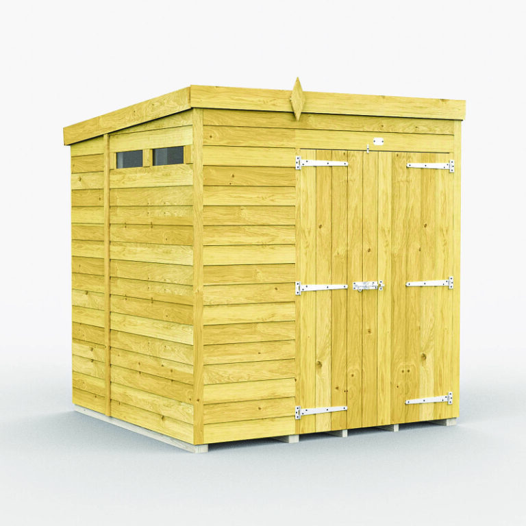 Holt 6' x 7' Pressure Treated Shiplap Modular Pent Security Shed with windows