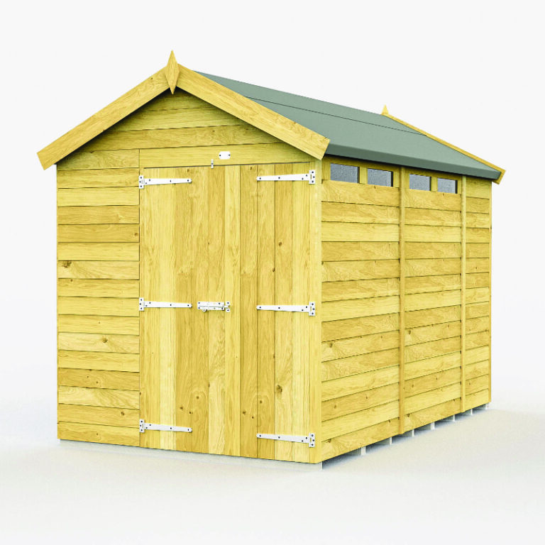 Holt 7' x 10' Pressure Treated Shiplap Modular Apex Security Shed with various window options.