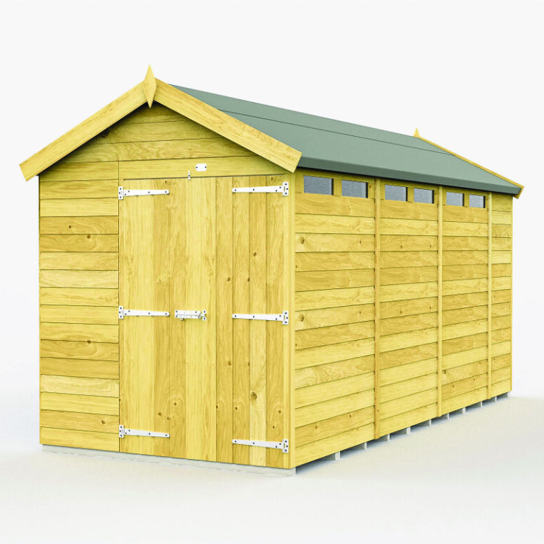 Holt 7' x 14' Pressure Treated Shiplap Shed with apex roof design.