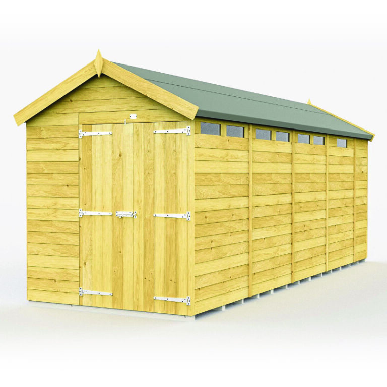 Holt 7' x 17' Pressure Treated Apex Security Shed showcasing sturdy construction.