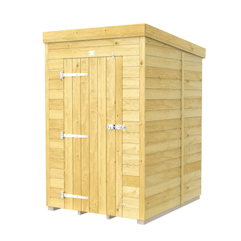 Holt 4' x 5' Pressure Treated Shiplap Modular Pent Shed exterior view.