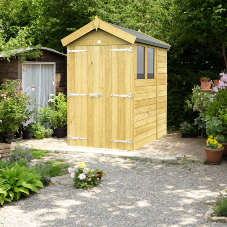Holt 4' x 6' Double Door Shed featuring a premium tongue & groove construction with a stylish apex roof.