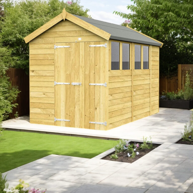 Holt 6' x 10' Double Door Shed showcasing double doors and windows.