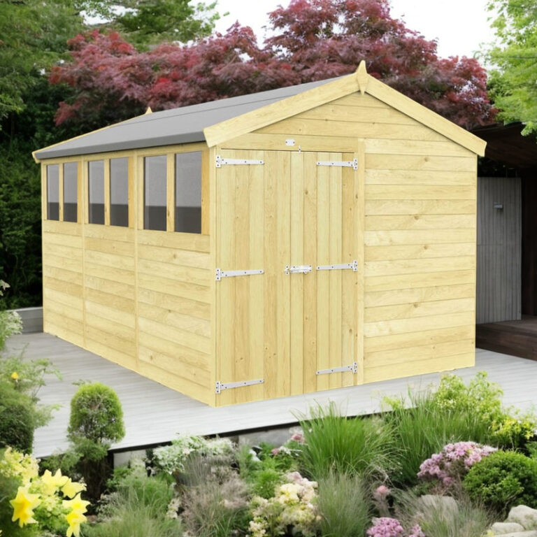 Holt 8' x 12' Double Door Shed with tongue and groove cladding.