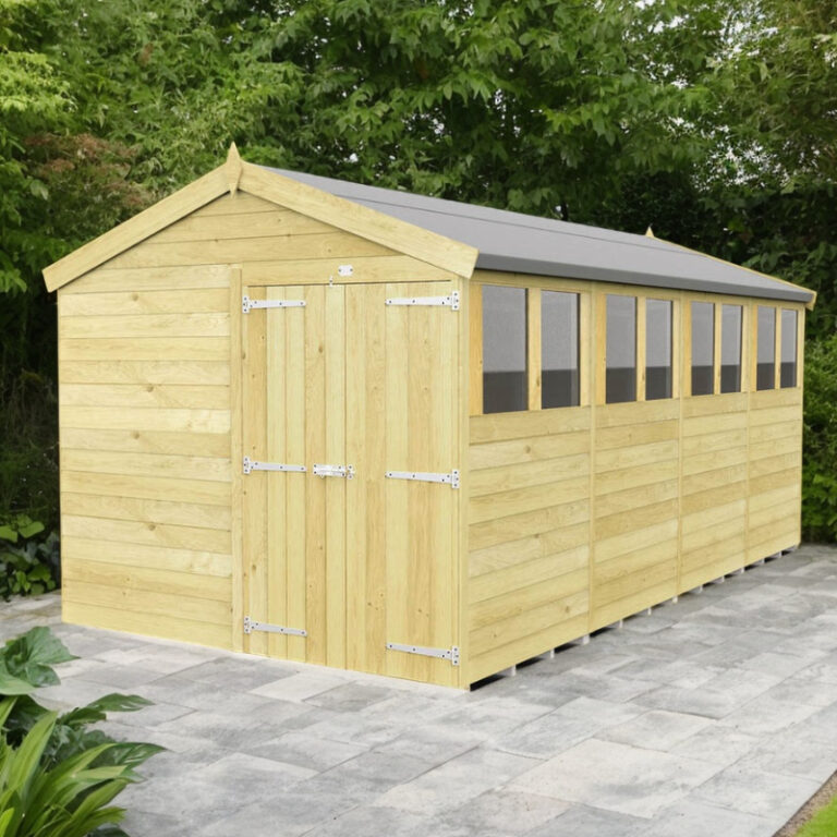 Holt 8' x 16' Pressure Treated Shiplap Modular Apex Shed with apex roof