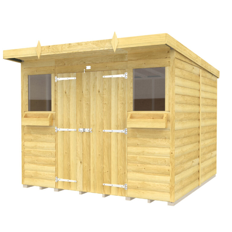 Holt 8' x 8' Handsworth Loglap Pressure Treated Pent Summer Shed showcasing durable construction