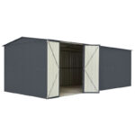 10' x 19' Globel Anthracite Grey Double Door Metal Workshop
