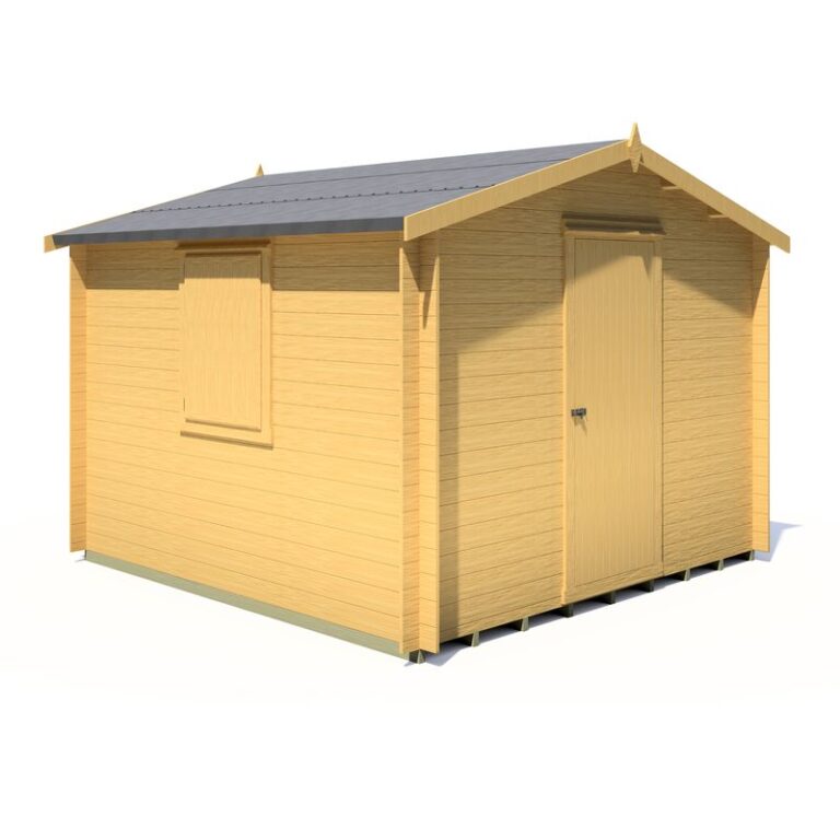 Loxley 3m x 3m Marlow Log Cabin 19mm with interlocking log cladding.