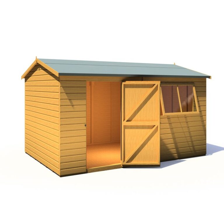 Loxley 12' x 8' Premium Shiplap Reverse Apex Shed showcasing its stylish and durable construction.