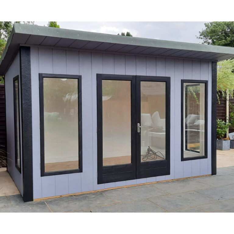 Loxley 12' x 8' Wembley Insulated Garden Room with double doors and attractive cladding.