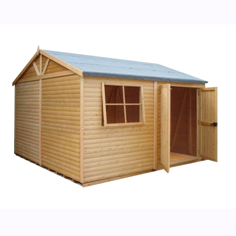 Loxley 12' x 12' Loglap Workshop with reverse apex roof design.