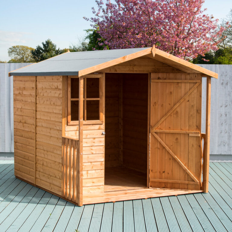 Loxley 7' x 9' Apex Summer Shed featuring attractive shiplap cladding and a mineral felt roof.