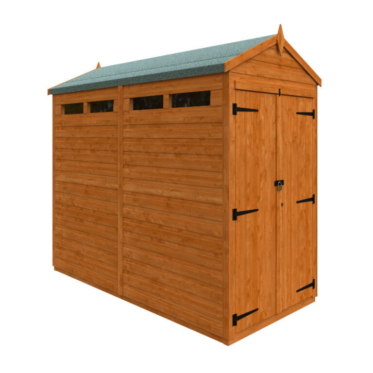 Redlands 4' x 8' Double Door Shiplap Modular Apex Security Shed view.