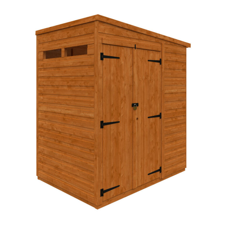 Redlands 4' x 6' Double Door Shiplap Modular Pent Shed with security windows