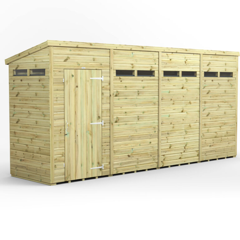 Oren 16' x 4' Premium Shiplap Modular Custom Pent Security Shed