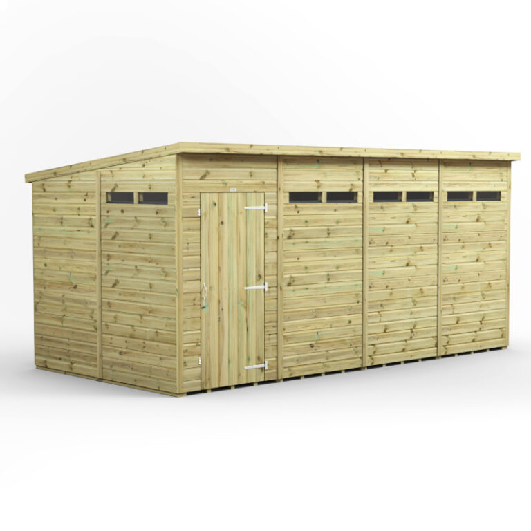 Oren 16' x 8' Premium Shiplap Modular Custom Pent Security Shed with security features