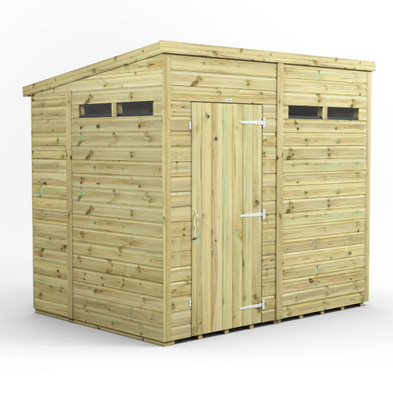 Oren 8' x 6' Premium Shiplap Modular Custom Pent Security Shed with security window features