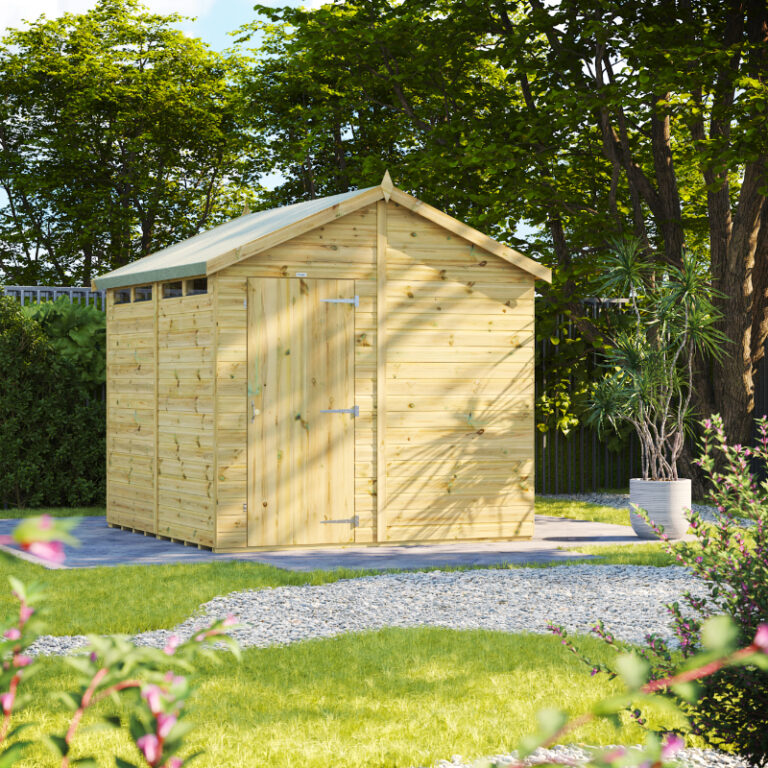 Oren 8' x 8' Premium Shiplap Modular Apex Security Shed with toughened glass windows