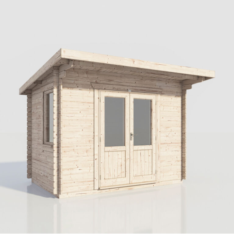 Oren 12' x 8' Count Log Cabin 28mm with double doors and large windows