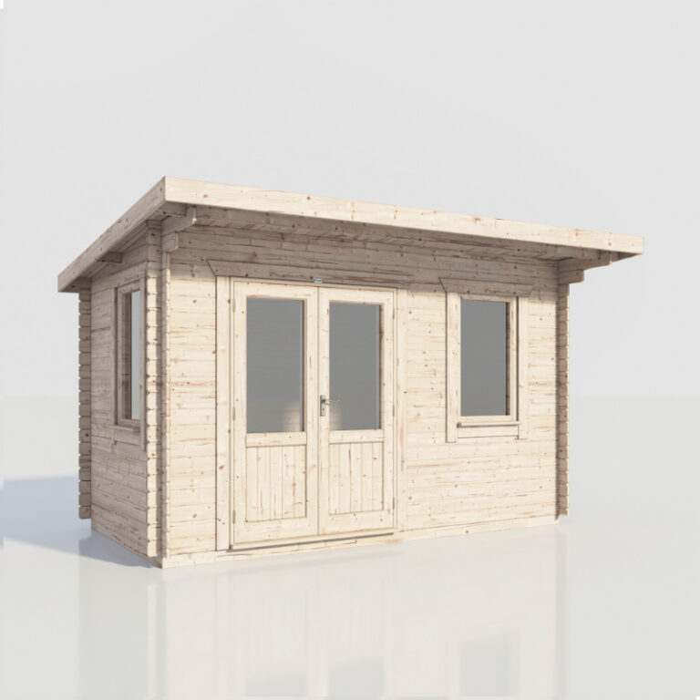 Oren 14' x 8' Count Log Cabin with toughened glass windows and double doors.