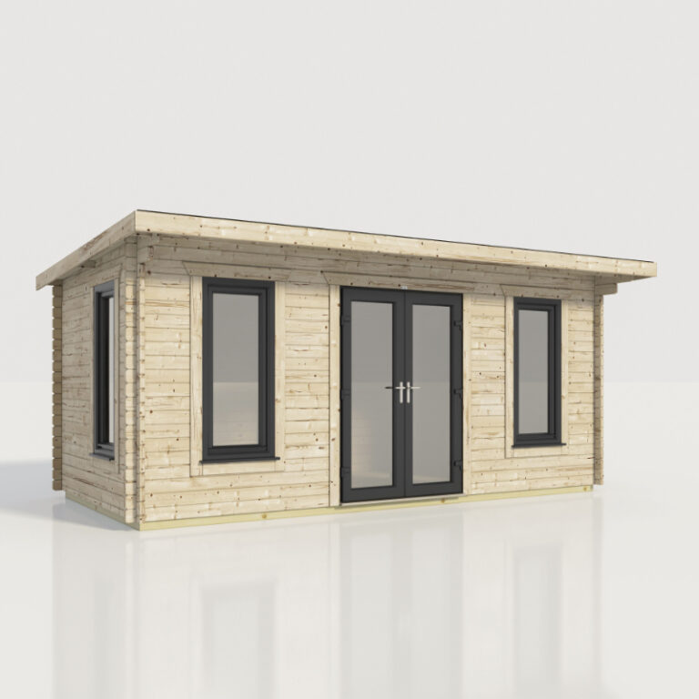 Stylish Oren 20' x 10' Countess Log Cabin 44mm with double doors and toughened glass windows