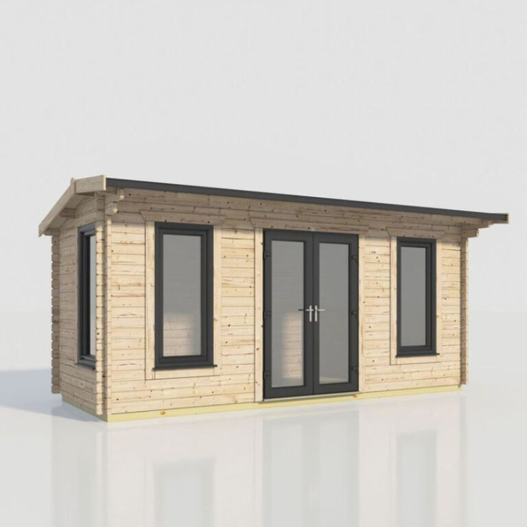 Oren 20' x 8' Duchess Log Cabin showcasing its contemporary design