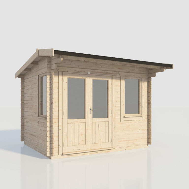 Oren 12' x 10' Duke Log Cabin featuring toughened glass windows and secure double doors