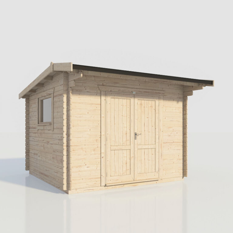 Oren 12' x 12' Duke Workshop Log Cabin 28mm with double doors and windows