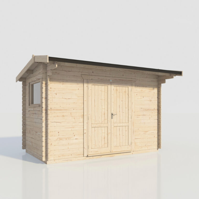 Image of Oren 14' x 8' Duke Workshop Log Cabin showing its stylish design and robust features.