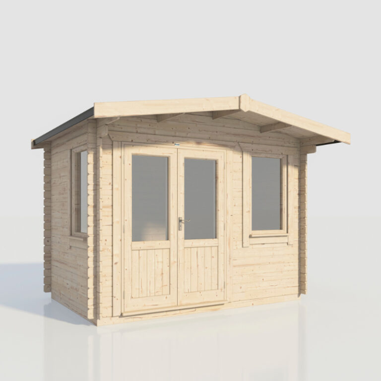 Oren 12' x 8' Viscount Log Cabin with toughened glass windows and a sturdy entrance.