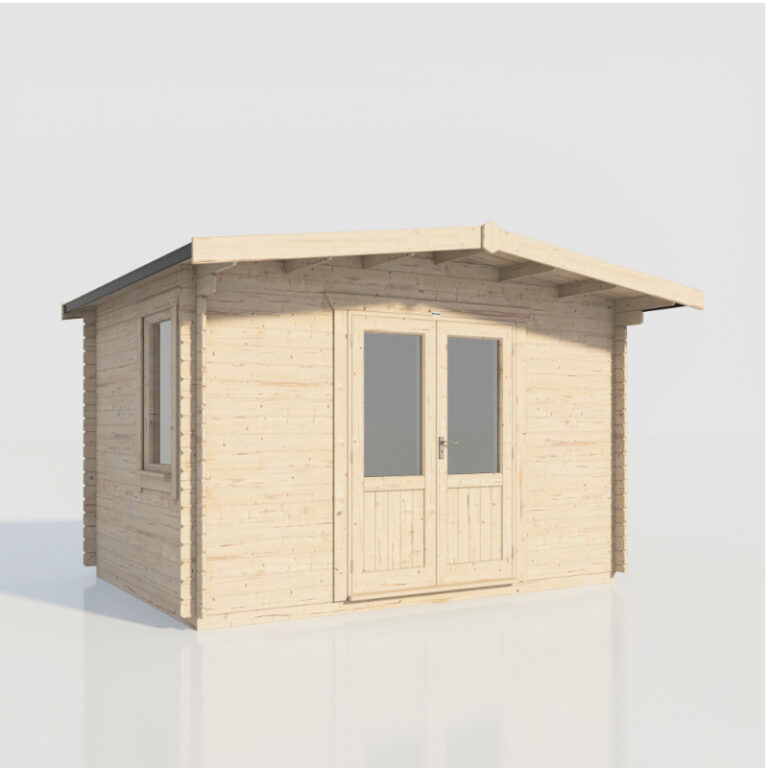 Oren 14' x 10' Viscount Log Cabin with toughened glass windows and sturdy timber construction