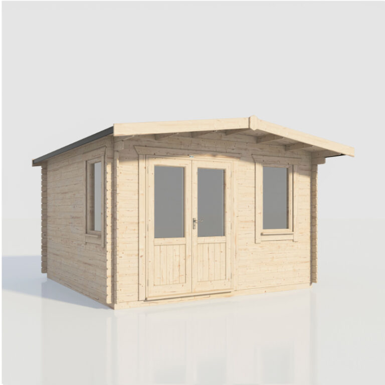 Oren 14' x 14' Viscount Log Cabin with toughened glass windows and secure double doors