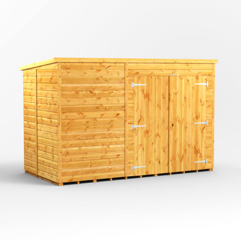 Oren 10' x 5' Shiplap Pent Storage Shed with double doors and toughened safety glass.