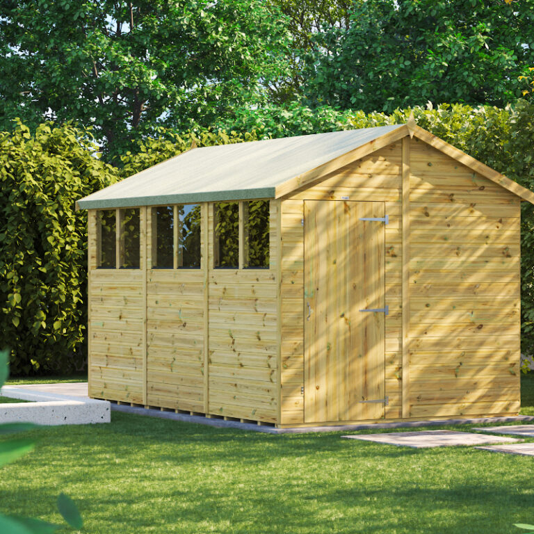 Oren 12' x 8' Premium Shiplap Modular Custom Apex Shed - A stylish garden shed option.